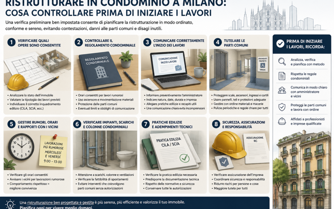 RISTRUTTURARE IN CONDOMINIO A MILANO: COSA CONTROLLARE PRIMA DI INIZIARE I LAVORI